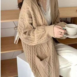 Women's Jackets Lazy Wind Loose Big Yards Sweater Cardigan Fall And Winter Thickened Medium-length Knee-length Knitted Jacket