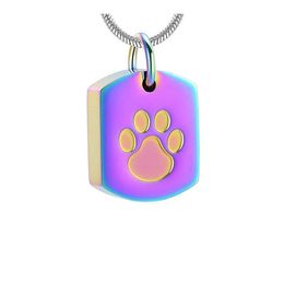 Dog Paw Etching Stainless Steel Memorial Urn Jewelry Loss Of Pet Keepsake Cremation Pendant Necklace238q