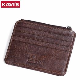 KAVIS Cow Leather Credit Card Wallet Multifunction Credit ID Cards Holder Small Wallet Men Coin Purse Slim Cards Male Mini Walet285J