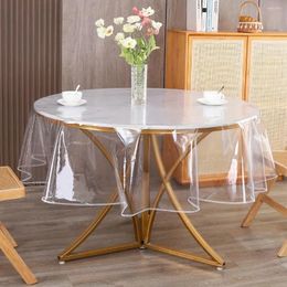 Table Cloth Closed Edge Round Transparent PVC Cover Waterproof Oil Stain And Erasable Plastic Tablecloth