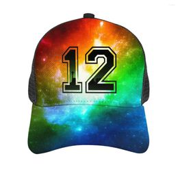 Ball Caps 3D Printed 12 Man Unisex Baseball Hats Adjustable Mesh Back Summer Breathable Cap Trucker