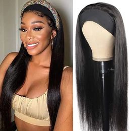 Headband Wig Human Hair Bone Straight Glueless Full Machine Made Peruvian Human Hair Wigs For Black Women Easy to Go 180% 231229