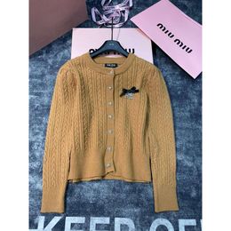 Women's Knits & Tees Mm Family Autumn/winter Bow Knot Heavy Industry Round Neck Knitted Cardigan Light Luxury Bead Design for Women of Reduced Age