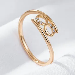 Cluster Rings Wbmqda Simple Fashion Geometric Ring For Women 585 Rose Gold Colour With White Natural Zircon High Quality Daily Fine Jewellery