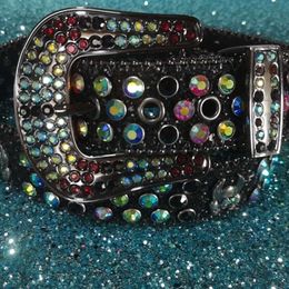 Bling studded crystal fashion diamond bb simon belt Casual woman Leather designer for man Ghost Head Punk Style Rivets Western Diamond Belt. ..