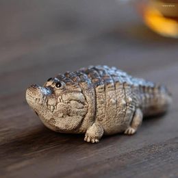 Tea Pets Ceramic Crocodile Pet Handmade Statue Chubby Figurine Set For Ceremony Collection Desktop