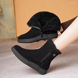 Boots Suede Ankle Women Snow Winter Fur Warm Casual Shoes 2024 Flats Platform Cotton Designer Short Plush Botas Femme