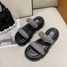 Slippers Crystal Platform Flats Fashion 2024 Summer Sport Sandals Luxury Heels Shoes Party Brand Women Ladies Slides
