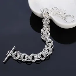 Charm Bracelets Brand 925 Sterling Silver 8 Inch Twisted 3 Circle Bracelet For Ladies Fashion Wedding Party Gift Christmas Ornaments