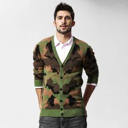 Men's Sweaters Single Breasted Cotton Camouflage Sweater V-neck Knitted Cardigan Spring Autumn Casual British Style Thin Coats Plus Size 5XL