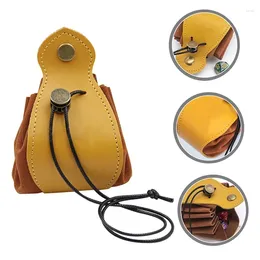 Storage Bags PU Leather Dice Bag Drawstring Design Multi-purpose Portable Foldable Key Coin Case Mini