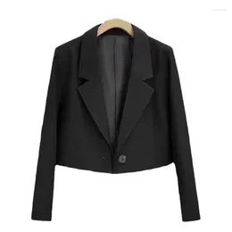Women's Suits Black Women Short Blazer Formal Slim Blazers Lady Office Work Suit Female Elegant Button Coat Oversized Notched Outerwears