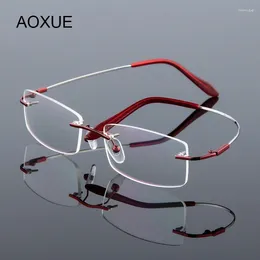 Sunglasses Frames Folding Rimless Glasses Frame Woman Fashion Myopia Optical Eyeglasses Man Metal Memory Titanium Alloy Eyewear Anti-UV