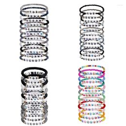 Charm Bracelets Fast Reach 12Pcs Multicolor Letters Adjustable Hand Rope Heart Concert Fan Woven