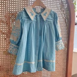 Girl Dresses Kids Clothes Baby Dress French Pastoral Style High-quality Embroidered Long Sleeved