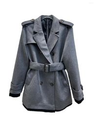 Women's Trench Coats Grey Lapel Jacket Fashion Premium Classic Simple Comfortable Hundred 2024 Autumn And Winter 1202