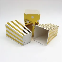 Gift Wrap 12pcs/lot Gold/Silver Metallic Mini Party Paper Food Grade Popcorn Boxes Sanck Favour Bags Wedding Birthday Movie Supplies