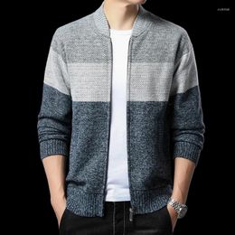 Men's Sweaters Autumn And Winter Korean Style Men Patchwork Cardigan Casual O-neck Sweater Coat Zipper Knitted Jacket