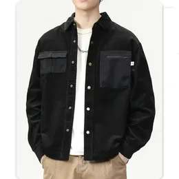 Men's Jackets Fashionable Corduroy Long-sleeved Shirt American Retro Loose Design Casual Coat