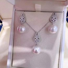 Dangle Earrings Gorgeous 10-11mm South Sea Round White Pearl Pendant & Earring 925s