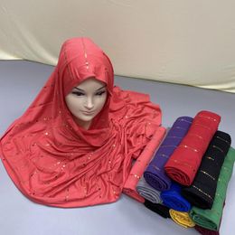 Ethnic Clothing 12PCS/1 Dozen African Women Nigeria Hijab Scarf Muslim Embroidery Solid Headtie Sequins Dubai Islamic Musulman Scarves