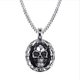 Mens Bike Necklaces Stainless Steel Vintage Skull Motorbike Chain Pendant Necklace for Men Boy Punk Style Jewellery PN-706264r