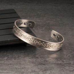 Vinterly Viking Bracelets Men Pure Copper Adjustable Cuff Bracelet Energy Wrist Band Magnetic Bracelets Bangles for Arthritis Q071227N