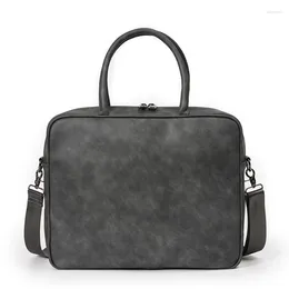 Briefcases LEBSGE Fashion Men Vintage Frosted Briefcase Simple Handbag Bag Casual Single Shoulder 13-14 Inch Laptop
