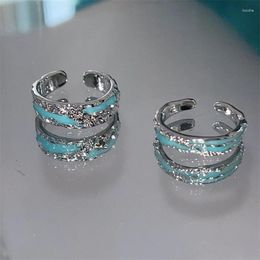 Cluster Rings FFLACELL 2024 Mint Green Niche Design Texture Lava Enamel Cold Wind Ring For Women High-end Couple Index Finger Exquisite