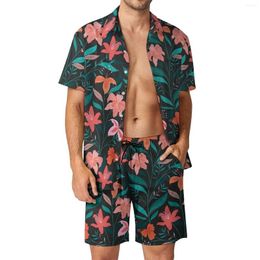 Men's Tracksuits Tropical Floral Shirt Sets 3D Print Men Casual Fashion Short Sleeves Shirts Oversized Beach Shorts Hawaiian Suits Summer