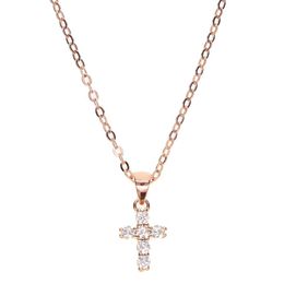 high quality gold filled 925 sterling silver pave tiny cute cross pendant chocker necklace designer necklace for women303o