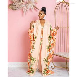 Women's Two Piece Pants Gotoola Middle East Batwing Sleeve Clothing Loose Fashion Printed Long Outerwear Gown Tube Top Short Trousers 3