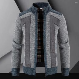 Men's Jackets Chic Thermal Stretchy Autumn Coat Long Sleeves Winter Plus Size Stand Collar Plush Warm For Daily Wear
