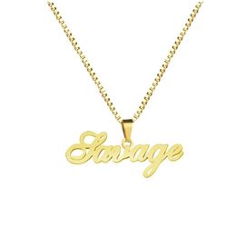 Gold Box Chain Custom Jewellery Personalised Name Pendant Necklace Handmade Cursive Nameplate Choker Women Men Bijoux BFF Gift225Y