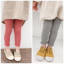 Trousers Girl Legging 2024 Spring Children Girls And Autumn Striped Wooden Ear Edge Leggings Pants Baby