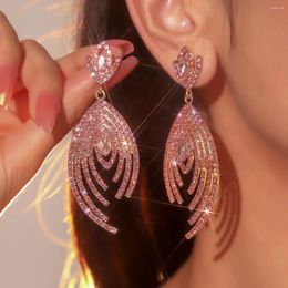 Dangle Earrings Luxury Rhinestone Dangling For Women Crystal Tassel Long Sparkly Wedding Party Disco Chandelier Jewellery Set