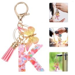 Keychains English Keychain Decorations Letter Bag Charms Wallet For Keys Ring Tassel Pendants Baby Shower Gift