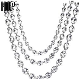 HIP Hop Width 7MM 9MM 11MM Silver Stainless Steel Gold Silver Coffee Beans Link Chain Necklace Chain For Men Jewelry268S