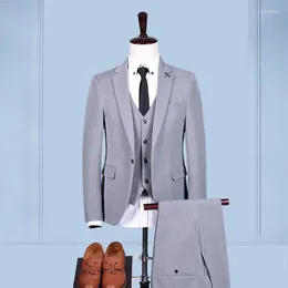 Men's Suits High-qualitysuit (Blazer Vest Trousers) Business Fashion Handsome British Slim Groom Man Wedding Blazer Three-piece Suit