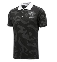 Summer Golf Clothing Men Short Sleeve TShirts Black or White Colours Camouflage FabricOutdoor Sports Polos Shirt 22060627244633431347