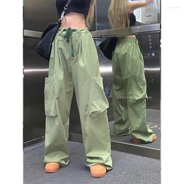 Women's Jeans Women Green Cargo Vintage Streetwear Wide Leg Pants Baggy High Waist Casual Straight Denim Trouser Ladies Bottoms Summer