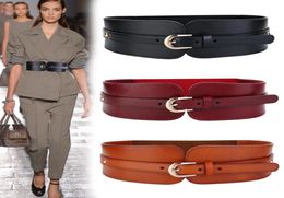 Belts Women Black Wide Belt Elastic Gold Pin Buckle Leather For Female Lady Dress Coat Waist Corset Strap Cummerbund3298701