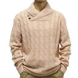 Men's Sweaters Autumn & Winter Fashion Sweater Twist Shawl Neck Pullover Long Sleeve Casual Solid Colour Knitted Jacquard Knitwear