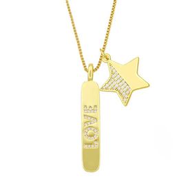 Pendant Necklaces 18K Gold Love Bar Cubic Zircon Necklace Diamond Moon Star Hand Pendant Necklaces Goden Chain For Women Men Hip Hop F Dhdyl