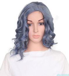 Synthetic Short Wigs For Women Side Part Grey Mixed Water Wave Wig Fashion Hair7561038