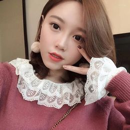Women's Blouses Double-Layer Lace Collar Shirt White Black Women Mesh Tops Sexy Fairy Trendy Blouse Underwear Solid Color Transparent Bottom