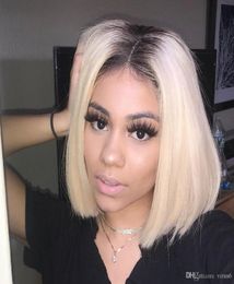 short pixie cut wigs brazilian human remy hair Customised 150 density lace front wig 1b27 for black women side part7341475