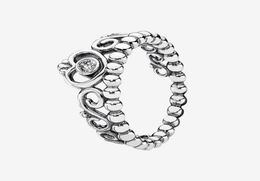 Cute Women's Princess Tiara Crown Ring 925 Sterling Silver Jewellery for CZ diamond Wedding Rings set with Original box2086593