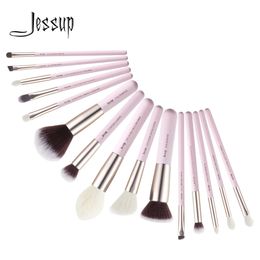 Jessup Makeup Brushes Set Professional Makeup Brush Eyeshadow Foundation Powder Concealer 15pcs Blushing Bride Goat Hair240102