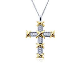 2020 New Arrival Unique Ins Luxury Jewellery 925 Sterling Silver Princess Cut Topaz Cross Pendant Party Women Wedding Link Chain Nec3088657